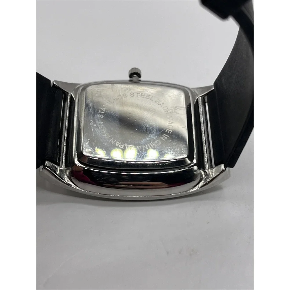Côte d'Azur Men's Quartz Watch Black Resin Band Silver 38mm Case- New Battery‎
